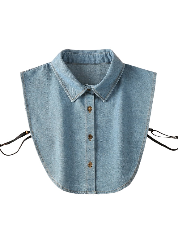 Fake Collar Detachable Denim Dickey Collar False Half Shirts Faux Collar Women,Round Blouse Collars,Regular Fit,Breathable Sky Blue