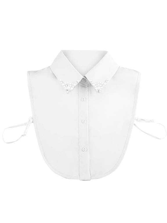 Fake Collar Detachable Half Shirt Blouse False Collar Elegant Diamond Pure Color for Women