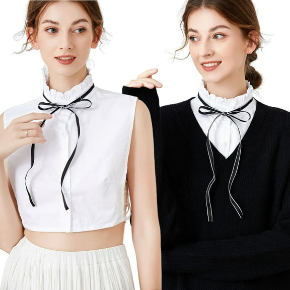 Fake Collar Detachable Half Shirt Blouse Lacing False Collar for Women Girls