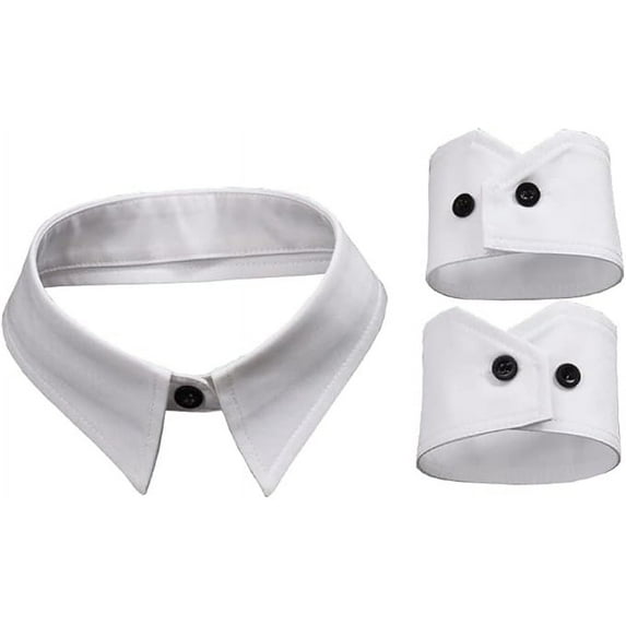 Fake Collar and Fake Cuffs Layering Half Shirts Detachable White Collar for Blouses & Button-Down Shirts