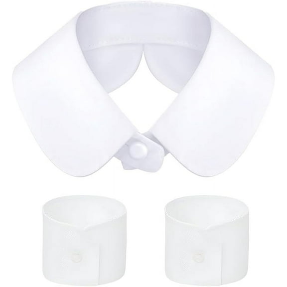 Fake Collar and Fake Cuffs Layering Half Shirts Detachable White Collar for Blouses & Button-Down Shirts