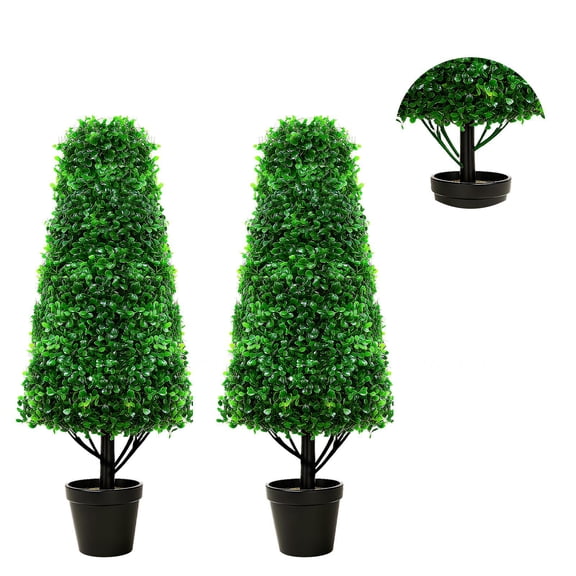 Fake Cone Tree Set of 2, No Maintenance No Odor, Eco-friendly Evergreen Decoration for Busy People, for Living Room or Front Door