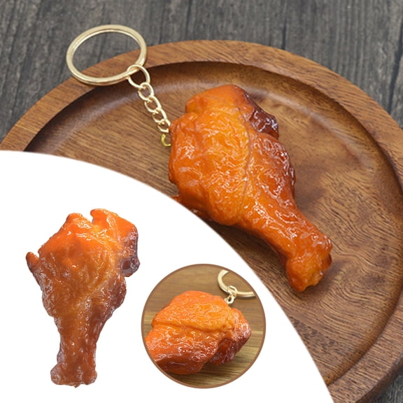 Fake Cooked Grilled Chicken Keychain, Simulation Artificial Food Model, Fake Food Props Meat, Kitchen Home Party Decoration, Market Food Sample Display, PVC Material, Portable Keychain Accessory