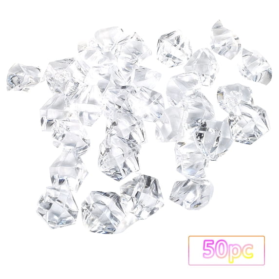 Fake Crystals 50PCS Clear Acrylic Gems Stones Vase Filler Fake Rocks Plastic Diamonds Crystals for DIY Party Wedding Centerpiece Table Scatter Display