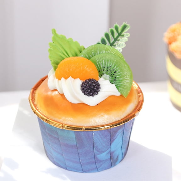 Fake Cupcake Prop Beautiful Fruit Decorative PU Model Artificial Fruit Cupcake Display for Restaurant Bakery Kiwifruit Type