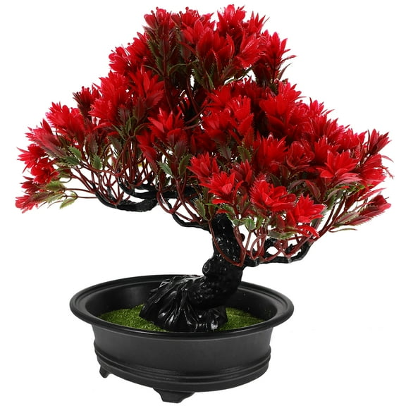 Fake Decorative Plants Pot Artificial Potted Desk House Kitchen Office Bonsai Small Red
