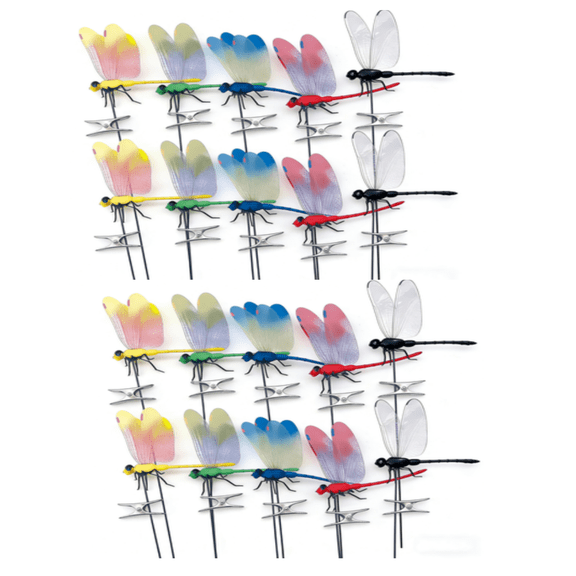 Fake Dragonflies,Dragonfly Clips to Keep Bugs Away,Dragonfly Wasp Deterrent,Garden Metal Dragonfly Clip,Dragonfly Garden Decor