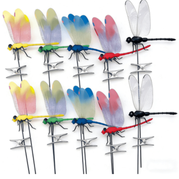 Fake Dragonflies,Dragonfly Clips to Keep Bugs Away,Dragonfly Wasp Deterrent,Garden Metal Dragonfly Clip,Dragonfly Garden Decor