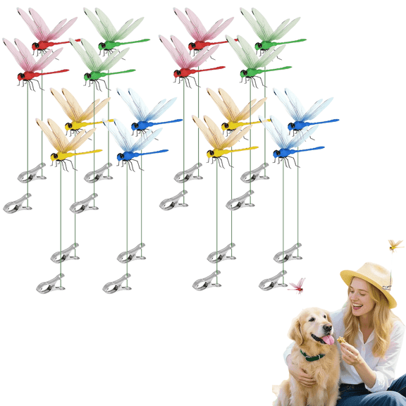 16pcs Fake Dragonfly Clip Realistic Dragonfly Clips to Keep Bugs Away for Garden Patio Decoration