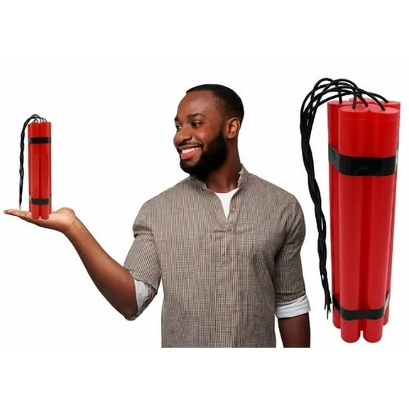 Fake Dynamite Prop Red Tnt 6 Stick Bundle Plastic Prank Gag Pretend Bomb Pack