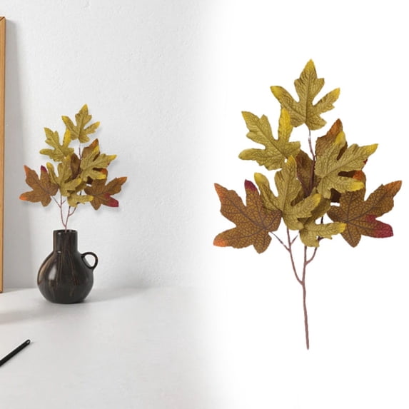 Fake Fall Leaves,Artificial Fall Leaves,Autumn Faux Fall Leaves,Fall Branches,Artificial Maple Leaves,Fall Decorations Pumpkin Decor Centerpieces for tables Thanksgiving Decoration Green 16.5"