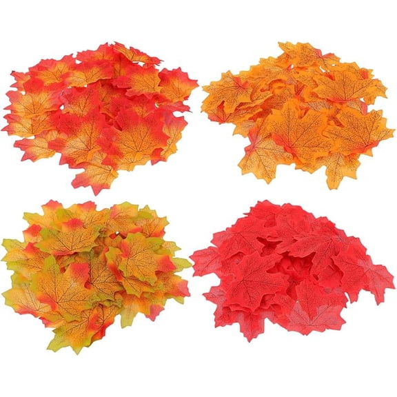 Fake Fall Maple Leaves, 200 Pcs for Crafts and Autumn Table Decor