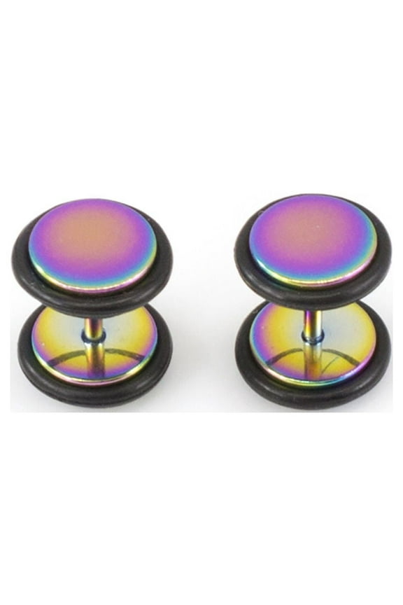 Fake Faux Cheater Illusion Ear Plug Earrings with Metallic Finish 16G