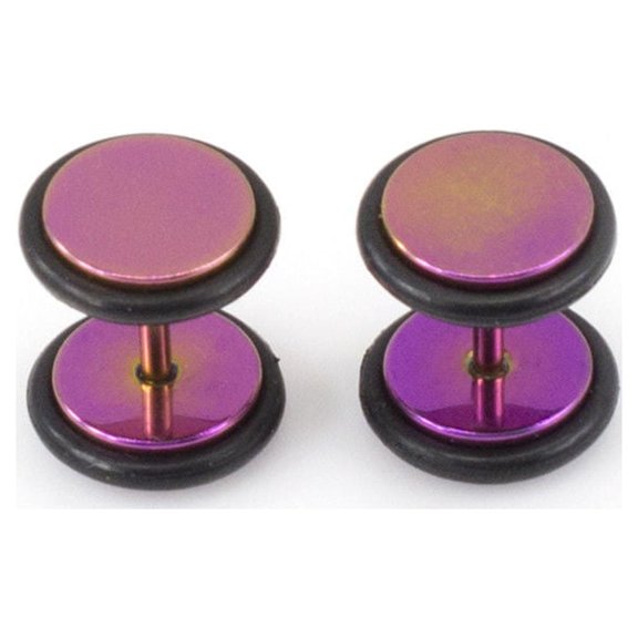 Fake Faux Cheater Illusion Ear Plug Earrings with Metallic Finish 16G
