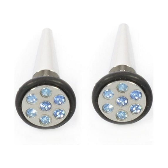 Fake Faux Cheater Illusion Ear Plug Earrings with Multi-Gem Design 16G
