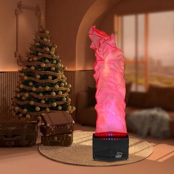 Fake Fire Flame, 24 LED (20 Red 4 Blue) Artificial Flame Effect Light with 1.8m Silk Flame Cloth, Diamond Base Durable Iron Shell Stage Lights for Party Wedding Theater