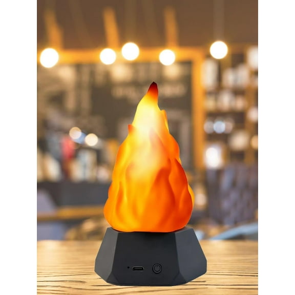 Fake Fire Lamp,3D Rechargeable Travel Night Light with Cozy Lighting,3-Mode LED Fake Fireplace Candles for Apartment Patio Decor Outdoor Camping Decorations…