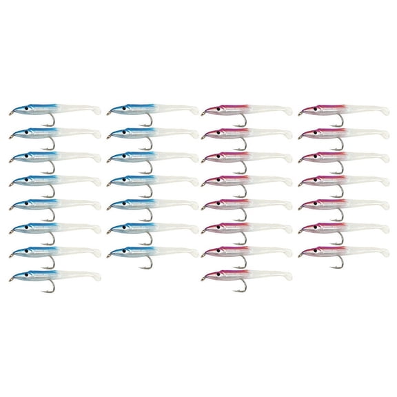 Fake Fishing Lure Sea Fishing Lure Bait with Hook Eel Bait 5cm/0.6G T Tail 30Pcs Blue & Pink,30 x bait,blue & pink