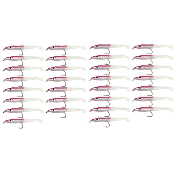 Fake Fishing Lure Sea Fishing Lure Bait with Hook Eel Bait 5cm/0.6G T Tail Soft Insect Simulation Bait 30Pcs Pink