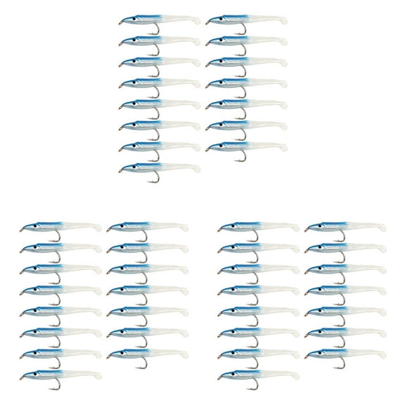 Fake Fishing Lure Sea Fishing Lure Bait with Hook Eel Bait 5cm/0.6G T Tail Soft Insect Simulation Bait 45Pcs,45 x bait,blue