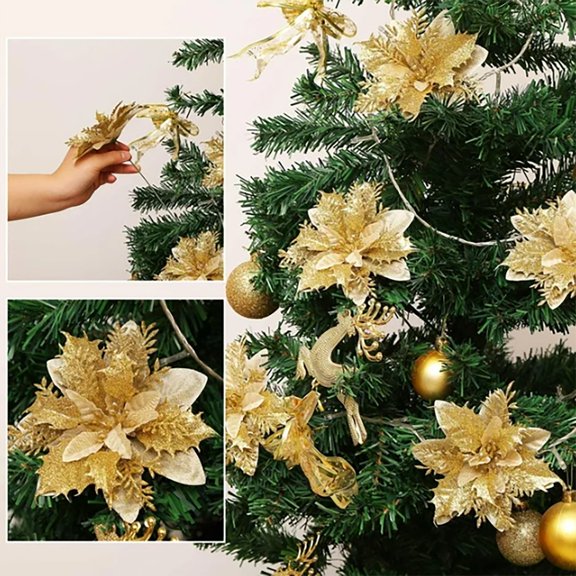 Fake Floral Ornaments Christmas Flower 20Pcs Bulk Picks For Christmas Tree Filling Festive Home Decor Realistic Artificial Flowers Maintenance Free Artificial Greenery For Office Desk Decor