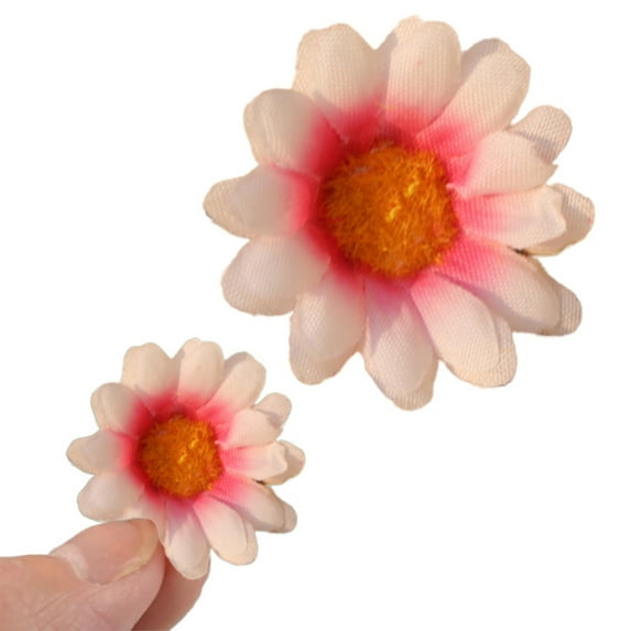 Fake Flower Bouquet 100Pcs Artificial Silk Sunflower Heads Gerbera Flowers Petals 1.6" For Diy Home Wedding Decoration Garden Craft Art Decor,Beige Household Imitation