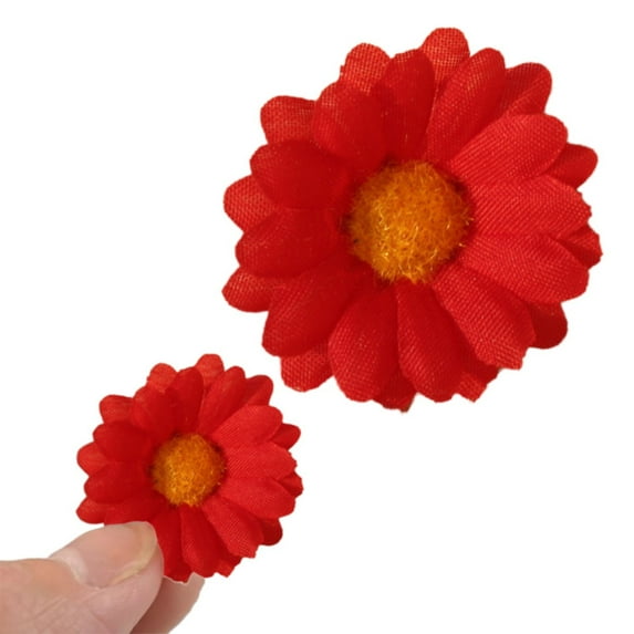 Fake Flower Bouquet 100Pcs Artificial Silk Sunflower Heads Gerbera Flowers Petals 1.6" For Diy Home Wedding Decoration Garden Craft Art Decor,Red Household Imitation