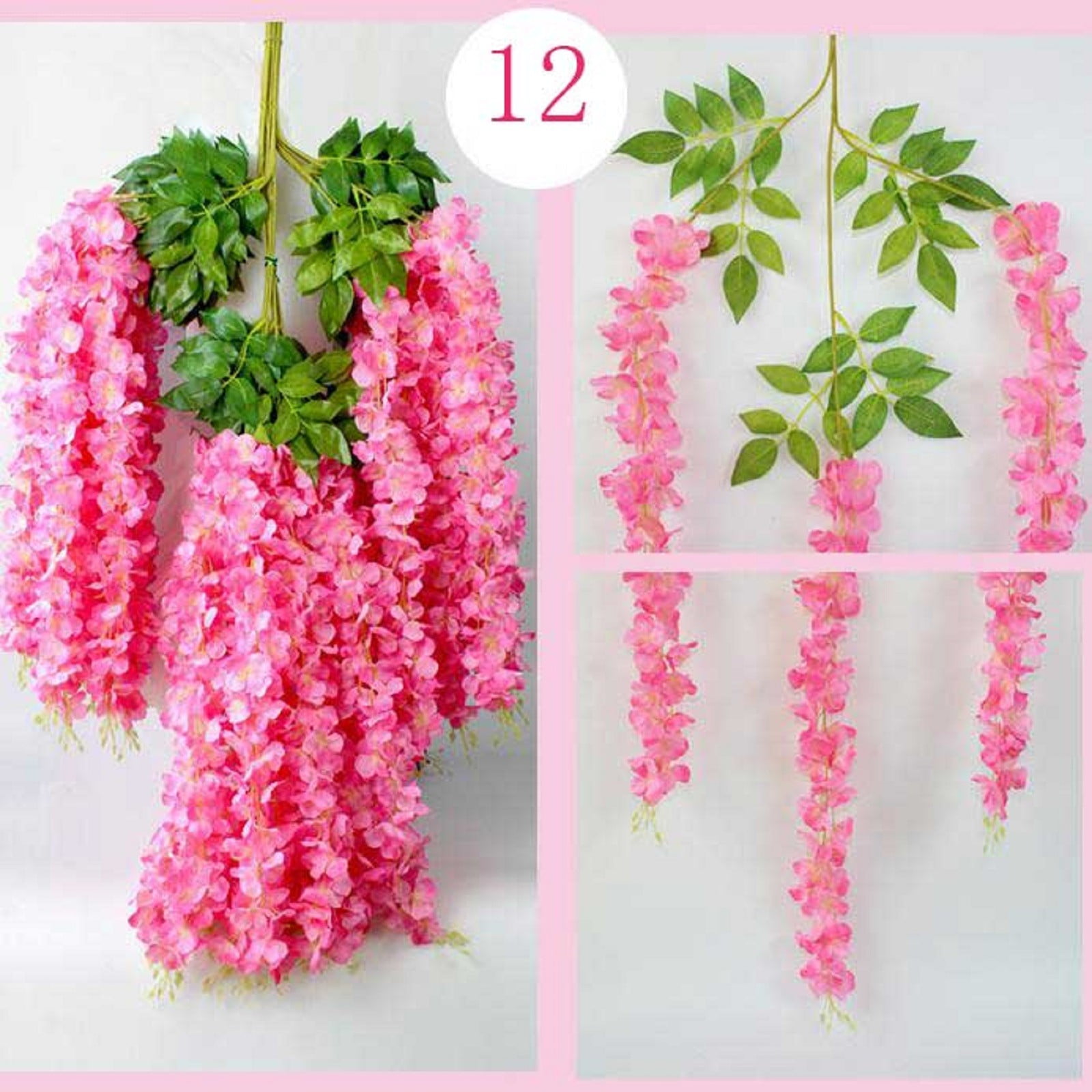 Fake Flower Bouquet 12 Pieces (Each 45Inch) Wisteria Artificial Flower ...