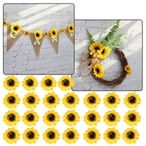Fake Flower Bouquet 25Pcs Artificial Silk Sunflower Head Wedding Party Home Office Decor Crafts 7Cm Artificial Silk Sunflower Wedding Fall Autumn Party Floral Wreath Accessories,Yellow Household Imit
