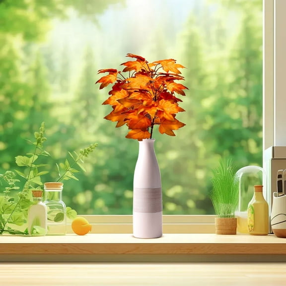 Fake Flower Bouquet Artificial Fall Flowers Autumn Plants Thanksgiving Maple Leaves Artificial Leaves Decor For Home Artificial Flowers Greenery Decorations For Christmas Wedding Party Home Garden Fir