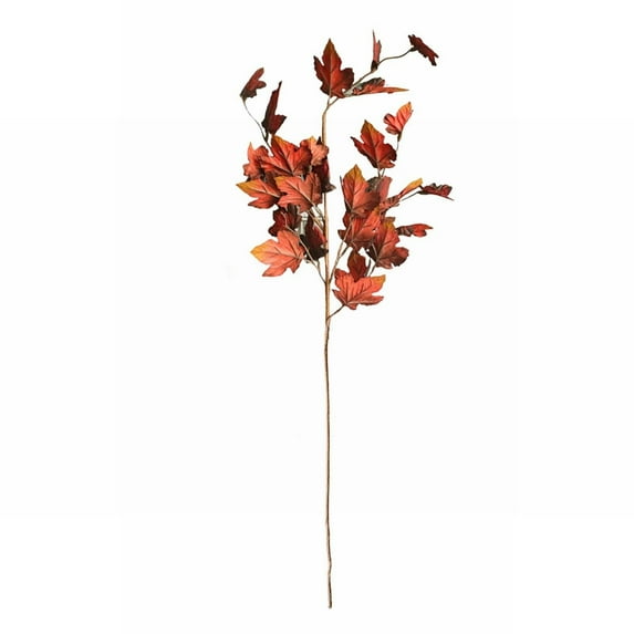Fake Flower Bouquet Artificial Maple Leaves Branches Fall Leaves Stems Plants Outdoor Greenery For Kitchen Farmhouse Thanksgiving Table Centerpiece Fireplace Halloween,Red Household Imitation