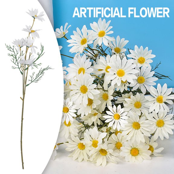 Fake Flower Bouquet Daisy Artificial Latex Real Bride Wedding Bouquet Home Decoration 1 Piece,White Household Imitation
