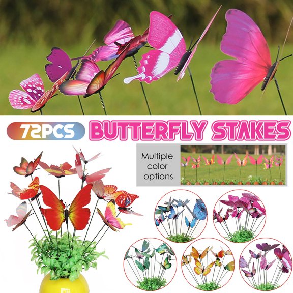 Fake Flower Bouquet Garden Decor 72Pcs Art Flower Planter Bed Outdoor Yard Pot Yard Stakes Home Decor, Household Imitation