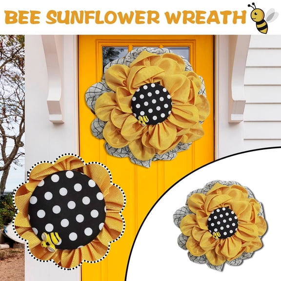 Fake Flower Bouquet Simulation Leaf Sunflowerwreath Artificial Garland Hanging Pendants Wedding,Brown Bee Household Imitation