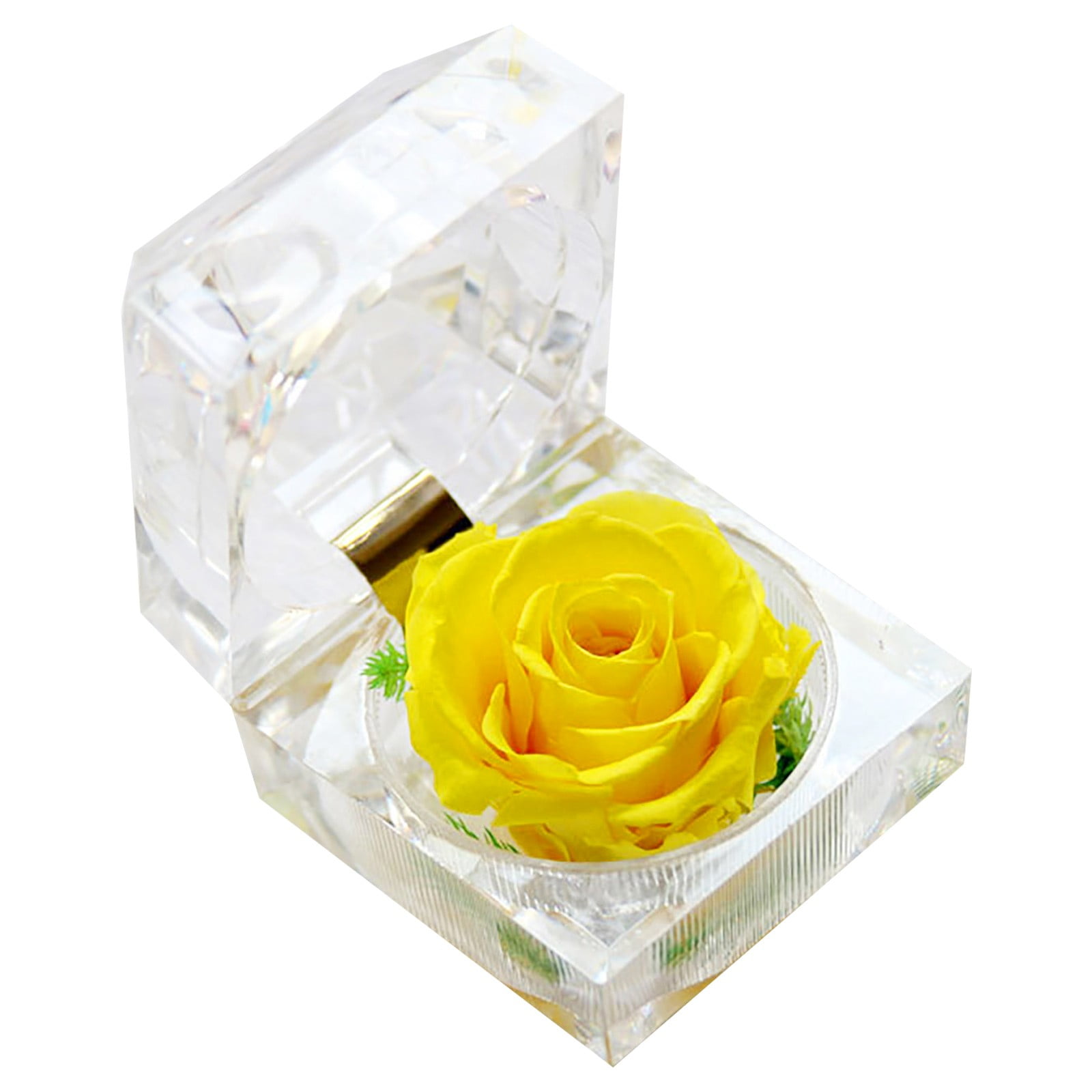 Fake Flower Bouquet, Valentines Day Engagement Forever Roses Ring Box Gifts Preserved Flower For