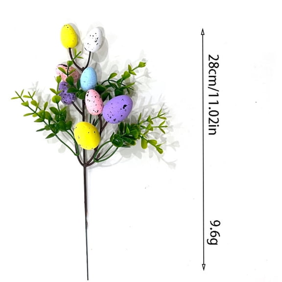 Fake Flower Decorative Bouquet with Eggs, Foam Colored Eggs Artificial Flowers for Easter, Home Decoration, Holiday Party,Easter Egg Branch Pick B,28cm