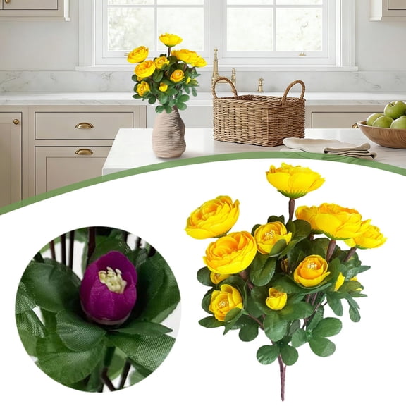 Fake Flowers, 1 Pcs Fake Peonies Flowers Artificial Flowers Faux Flowers Flowers Real Touch Faux Flowers for Vase Room Decor Gifts For Bridal Wedding Home Decorations Kitchen Decor, Yellow