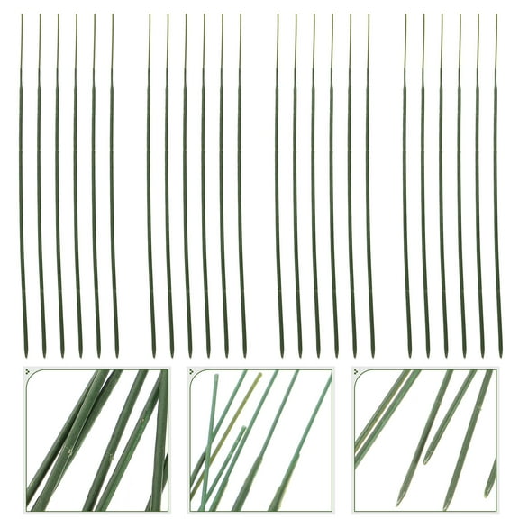 ETEREAUTY Green Floral Iron Wire Artificial Flower Stem Plastic and Iron Wire 100Pcs