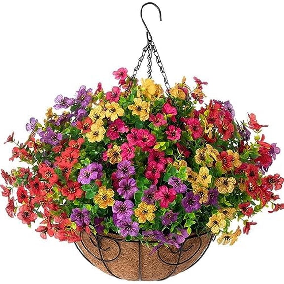 Fake Flowers 12bundles and Hanging Artificial Flowers 12bundles with Basket$$Home Decor, Kitchen, & Other