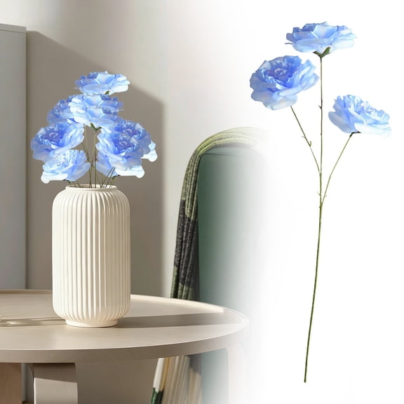 Fake Flowers 3 Head Rose Artificial Bouquet Mixed Color Faux Floral Stems Wedding Table Centerpiece Decor for Home Table Arrangements Bridal Shower Party Decor 25.98 Inch 1Pcs