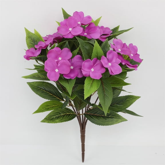 Fake Flowers,Artificial Flowers Bush for Outdoor Garden Decor,Lifelike Fake Plants for Wedding Party Table Centerpiece,Spring Decorations for Home,No Watering,12.6 X 9.8 Inches
