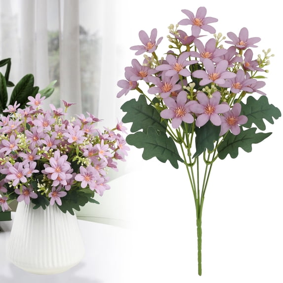 Fake Flowers, Artificial Flowers for Outdoors, 1 Bundle Artificial Eucalyptus Bouquet, Plastic Cemetery Memorial Flowers for Grave Decorations, Home Table Centerpieces 1Gift