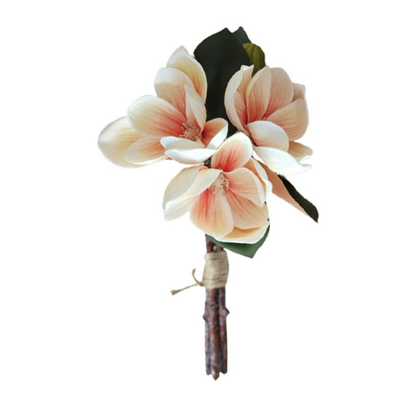 Fake Flowers Artificial Magnolia Flowers Magnolia Stem Flower Faux Wedding Flower Bouquet Vase Floral Arrangement for Table Centerpiece Wedding Home Party Holiday Decor, 1Pc(Light Pink,9.8x3")