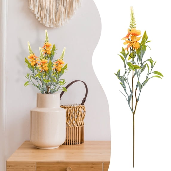 Fake Flowers, Artificial Plants & Flowers, Faux Amaranth Bouquet Artificial Celosia Sprays Multi-Color Spike Flower Stems for Farmhouse Home Decor, Wedding Centerpieces Yellow 1Pcs