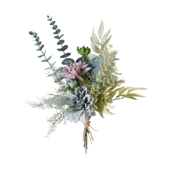 Fake Flowers Bouquet 16.1X6.7 Inch, Artificial Silk Blooms for Diy Wedding Bouquets, Table Centerpieces, Living Room, Balcony Decoration, 1* Little Dahlia