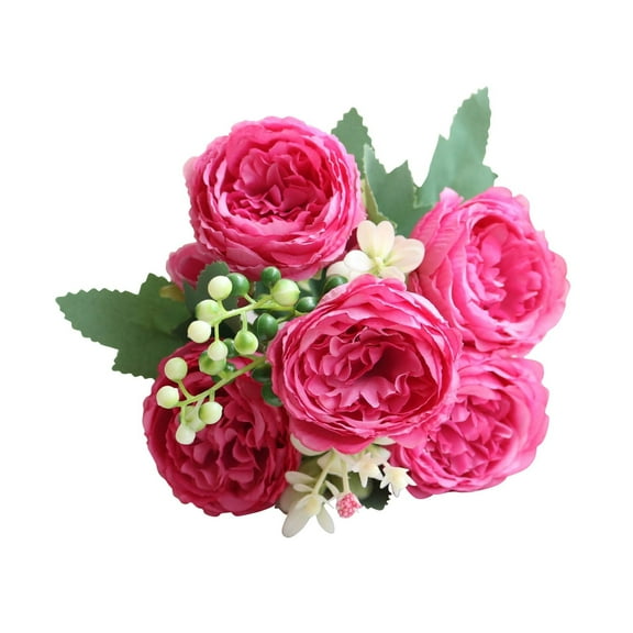Clearance! 5 Bundles Artificial Peony Flowers Rose Home Party Wedding Decorative Fake Roses Bouquet 1X Rose Peony Simulation Bouquet Decoration
