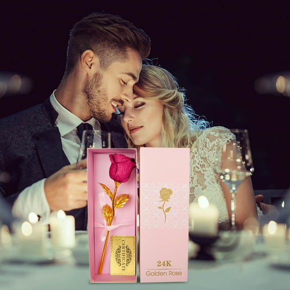 Fake Flowers Clearance! Color Gold Rose Flower Purple Window Gift Box Year's Day Gift Gold Foil Rose Valentines Day Decorations 1X Rose Gift Box