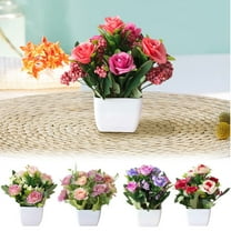 Fake Flowers Clearance! Multi Color Rose Flower Artificial Potted Plant Artificial Bonsai Potted Flower Home Garden Table Room Decoration