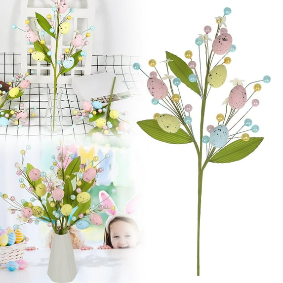 Fake Flowers Clearance! Rosecraft Artificial Easter Flower Easter Colorful Egg Berries Decorations Spring Floral Stems Easter Egg Twig Branches for Home Vase Floral Arrangement Centerpiece Decor. 1