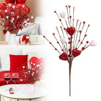 Fake Flowers Clearance! Valentine's Day Heart Shaped Berry Bouquet Red and Artificial Berry Stems for Wedding Floral Arrangements Valentines Day Decorations A Valentine's Day Pink Heart Flower
